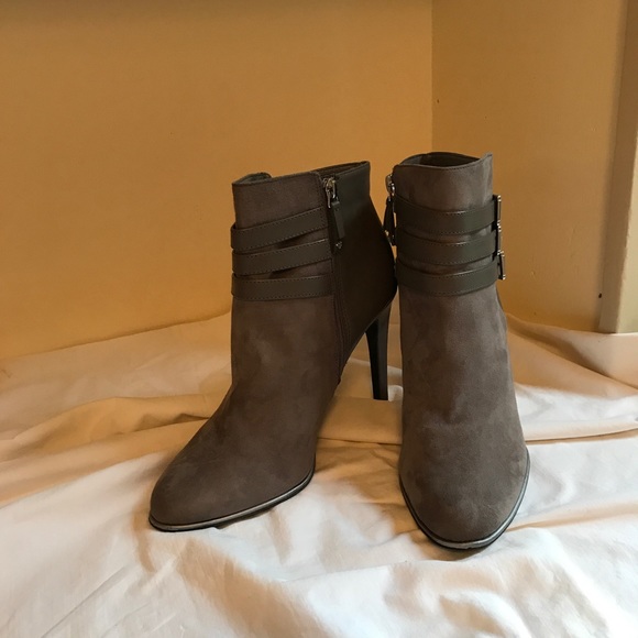 Sam & Libby gray suede high heel boots Sz 10 - Picture 2 of 8